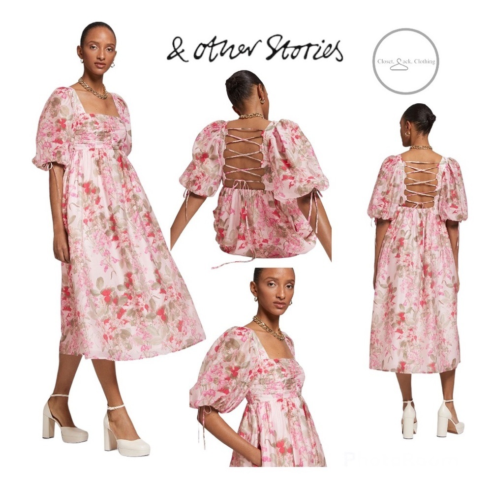 & OTHER STORIES Babydoll Tied Sleeve Detail Dress Size EUR 32